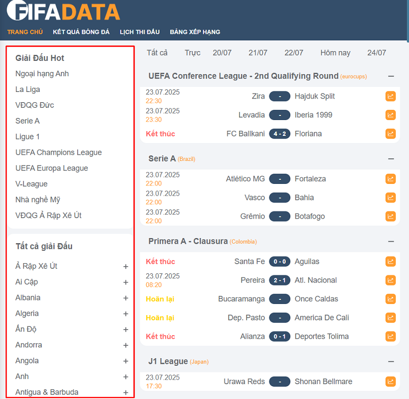 Theo dõi đầy đủ các giải lớn nhỏ dễ dàng